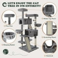 thumbnail image 6 of Amolife 65.7" Large Cat Tree and Tower Condo for Indoor Cats with 2 Scratching Boards, Hammock & Post, Gray, 6 of 12
