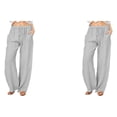 thumbnail image 4 of Pantalones de Poliéster Mujer Suelto Plisado Cintura Alta Jumpingount Gris M 2Conjunto, 4 of 6