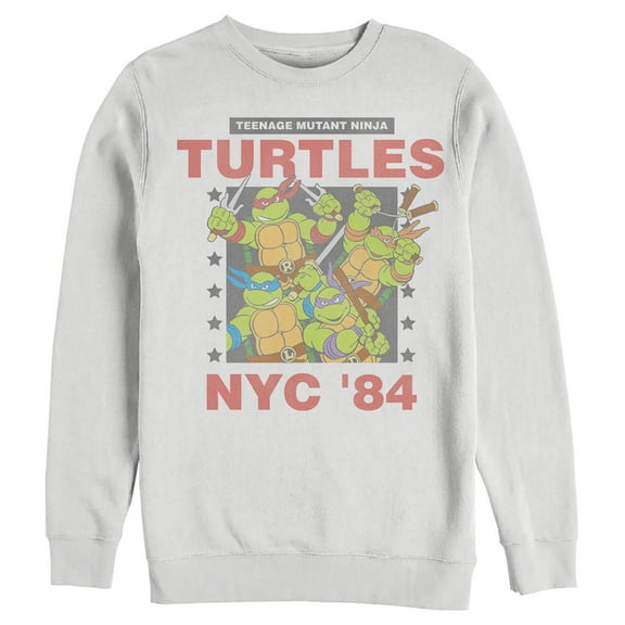 Men's Teenage Mutant Ninja Turtles NYC '84 Poster Sweatshirt White 2X Large