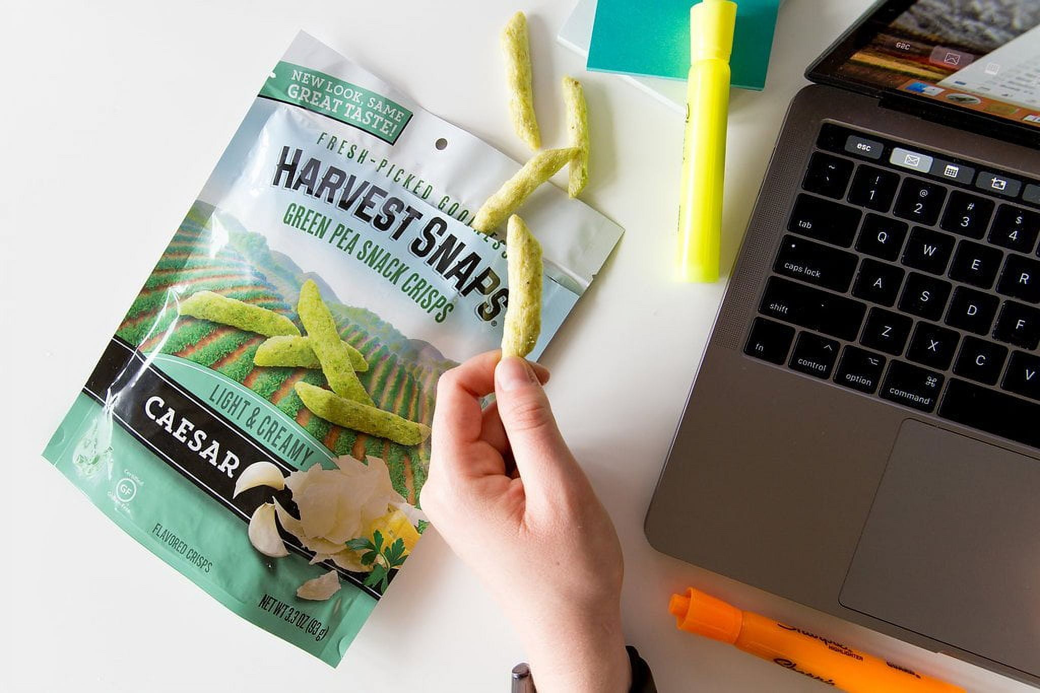 Pack of 12, Harvest Snaps Light & Creamy Green Pea Snack Crisps, 3.3 oz