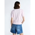 thumbnail image 3 of Free Assembly Women's and Women's Plus Beaded Floral Sweater with Puff Sleeves, Lightweight, Sizes XS-4X, 3 of 5