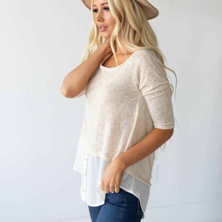 Women's sweater online with attached shirt