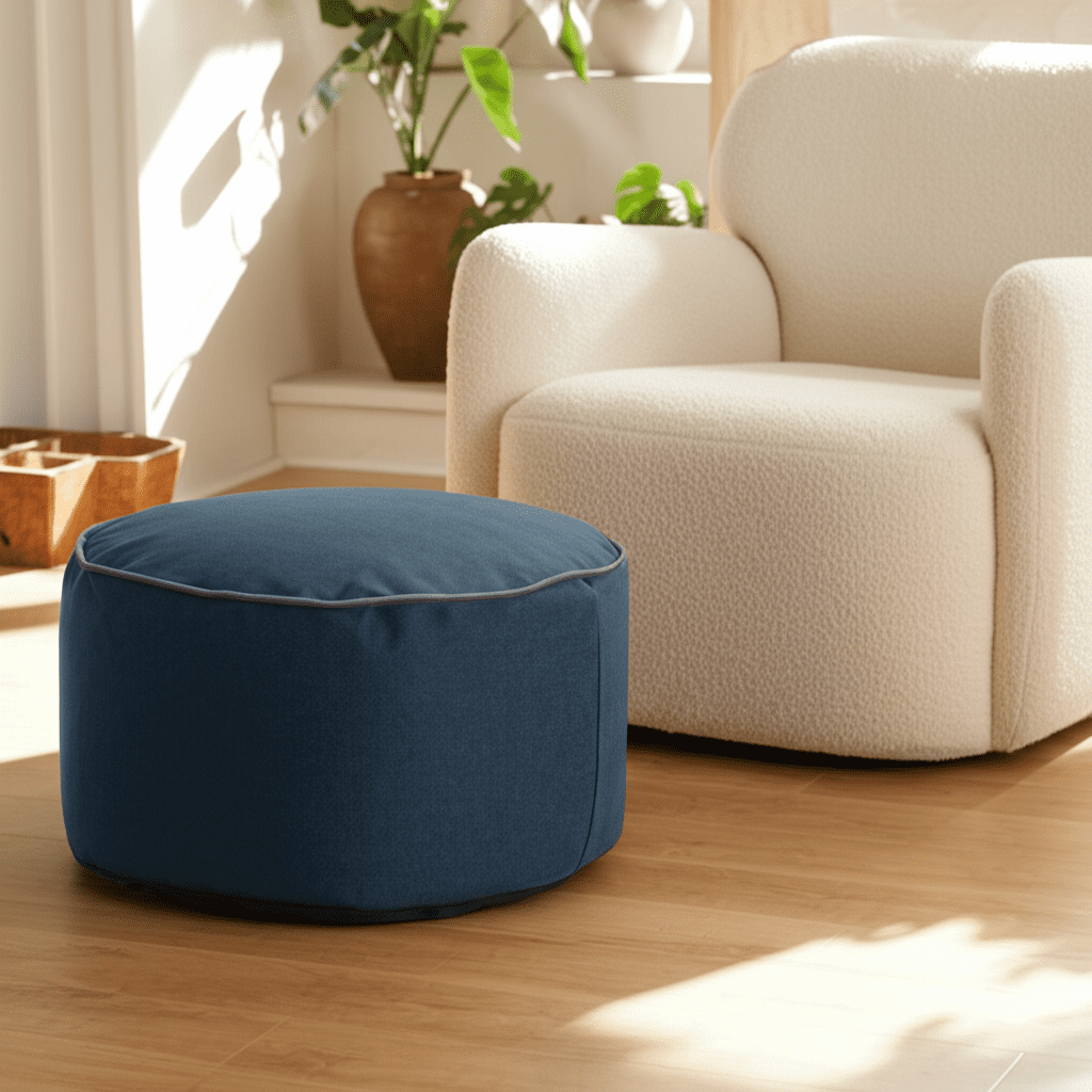 Qiviut Blue Foot Pouf