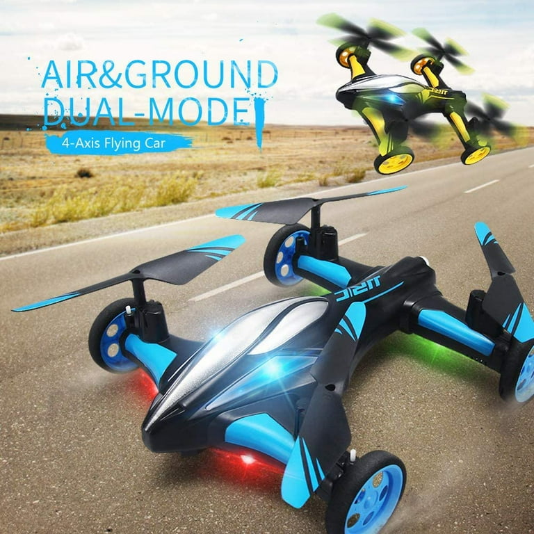 JJRC H23 Drone Flying Cars Quadcopter Air Ground Dual Mode Remote Control Car with 360 Rolling Speed Switch LED Lights Headless Mode One Key Return Low Voltage Alarm Function Blue Walmart