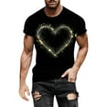 thumbnail image 2 of Zylanna Men's T-Shirts Tee, Summer Short Sleeve Heart Print Crew Neck Casual Tops for Men Black, 2 of 5