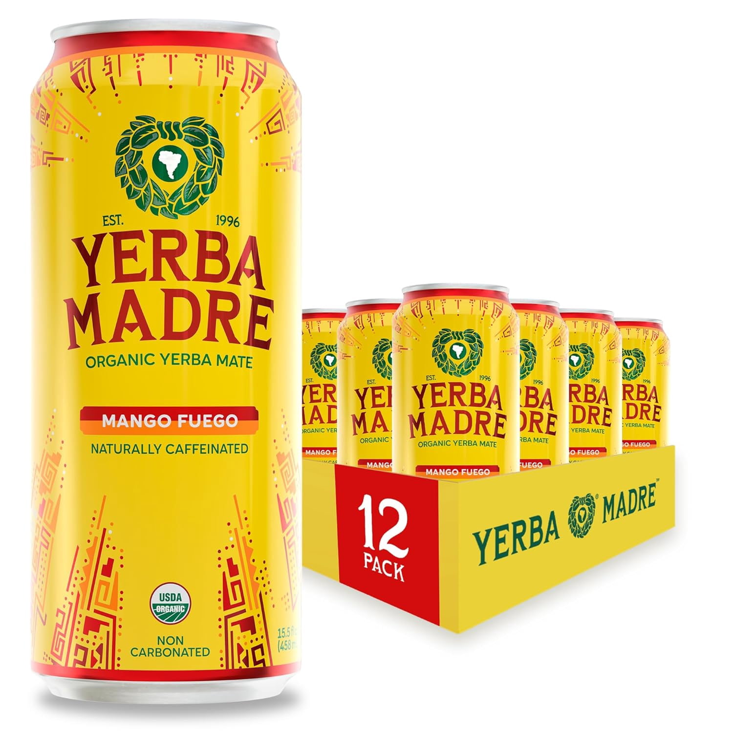 Yachak Organic Yerba Mate Passionfruit Drink, 16 fl oz Can, 12