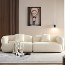 Modern Simple Fabric Sectional Sofa 220cm with Solid Wood Frame and High Density Sponge Filling