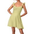 thumbnail image 1 of Vestido sin espalda de gasa lisa para mujer - Tirantes finos, ropa de oficina/casual - Tallas S-XL, 1 of 5