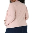 thumbnail image 4 of MODA NOVA Juniors Plus Size Outfits Classic Washed Front Frayed Denim Jacket, 4 of 6