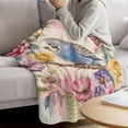 thumbnail image 6 of Flannel Throw Blanket for Couch Sofa Bed, Retro Blue Budgerigar Soft Cozy Warm Fuzzy Blanket 50x60in, 6 of 9