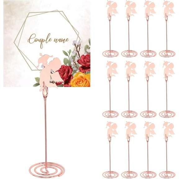 12pcs Place Card Holders Angle Table Number Holder Table Card Holder Stand Rose Gold Photo Holder for Photos Food Signs on Weddings Restaurants Birthdays Party DIY