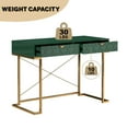 thumbnail image 6 of Boyel Living 42" Home Office Desks with 2 Storage Drawers, Green Writing Desk for Living Room, Bedroom & Study, Golden Legs & X-Shaped Brace, 6 of 9