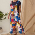 thumbnail image 2 of Aayomet Womens Jumpsuits Vintage Ethnic Womens Patchwork Jumpsuit Suspender Printed Buttons Style Fashion Women's Jumpsuit,Blue XL, 2 of 5