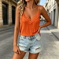 thumbnail image 6 of Wensltd Women Camisole Lace Trim V Neck Spaghetti Strap Fashion Sleeveless Tank Top for Party Orange M, 6 of 6