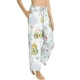 thumbnail image 2 of Uemuo Green Blue Avocado Pattern Women's Wide Leg Palazzo Lounge Pants with Pockets Light Weight Loose Comfy Casual Pajama Pants-Medium, 2 of 9