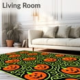 thumbnail image 2 of ODIKA 5'x7' Machine Washable Non-Slip Area Rug, Cheerful Pumpkin Faces Interlaced With Playful Swirling Vines High Traffic Rug, Orange, 738781, 2 of 7