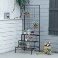 thumbnail image 2 of Outsunny 3-Tier Hanging Plant Stand with Grid Panel, Planter Shelves Flower Pot Organizer Rack, Multiple Flower Pot Display Holder Shelf, 2 of 10