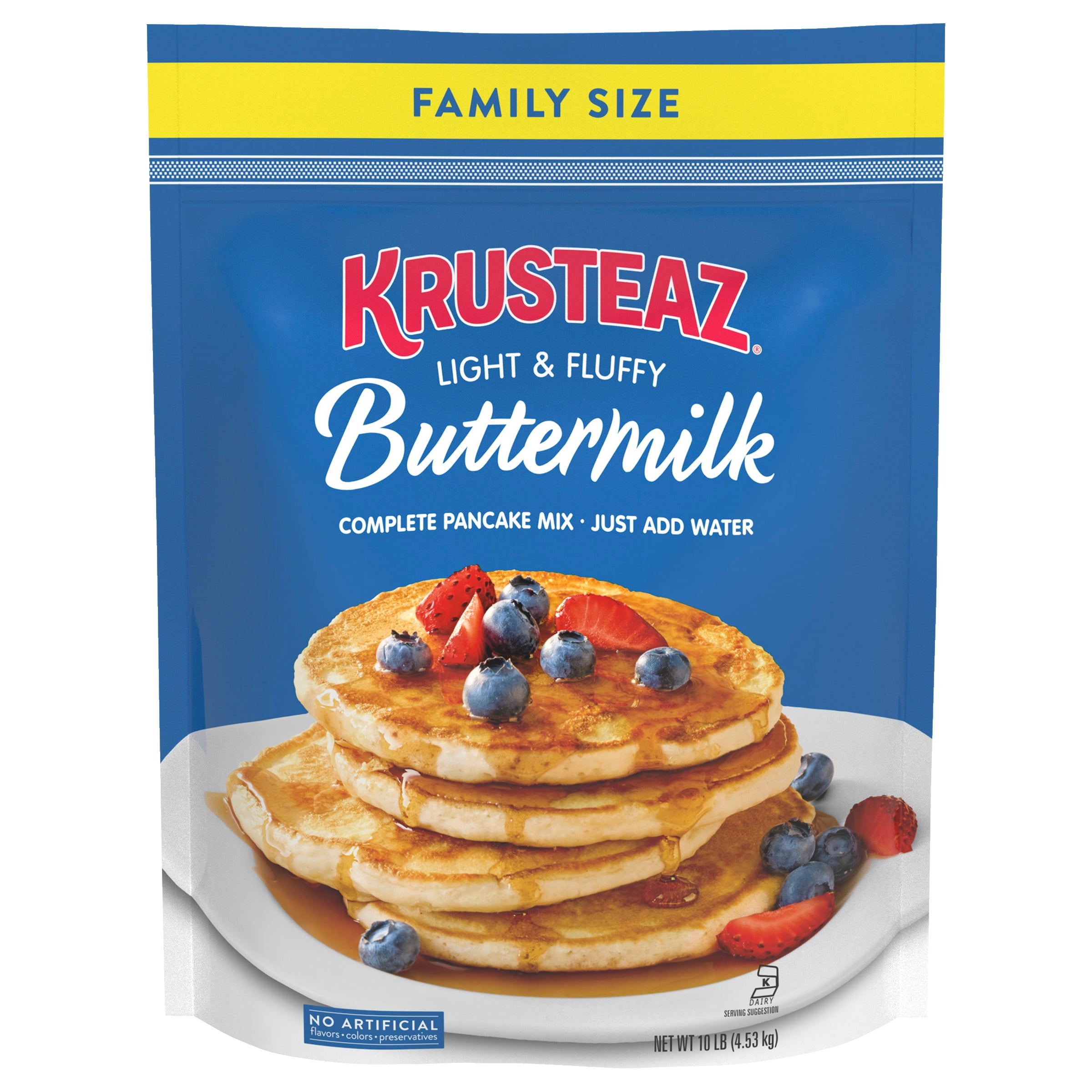(3 pack) Krusteaz Complete Buttermilk Pancake and Waffle Mix, Light & Fluffy, Just Add Water,10 lb Bag