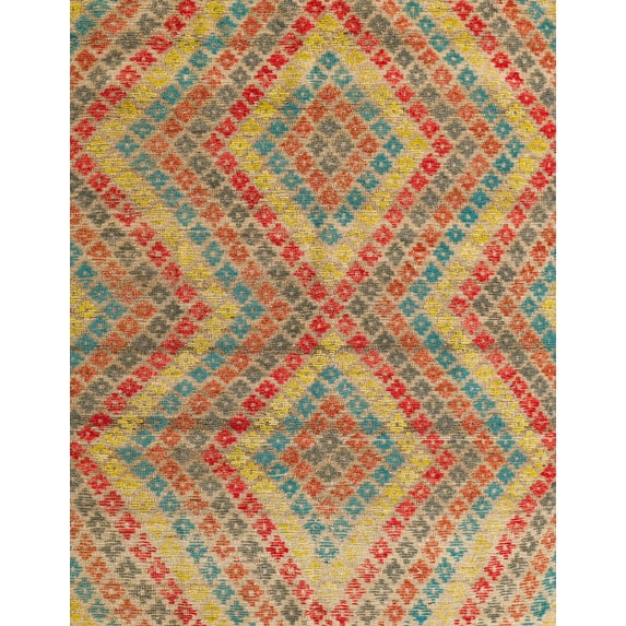Ahgly Company Indoor Rectangle Abstract Red Abstract Area Rugs, 7' x 10'
