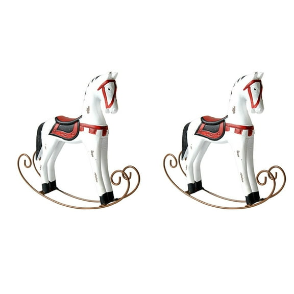 2 Count Horse Statue Inflatable Vintage Home Decor Decoration White