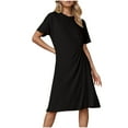 thumbnail image 4 of yillto Womens Plus Size Tshirts Dress Short Sleeve Crew Neck Summer Causal Ruched Midi Dresses M-3XL, 4 of 7