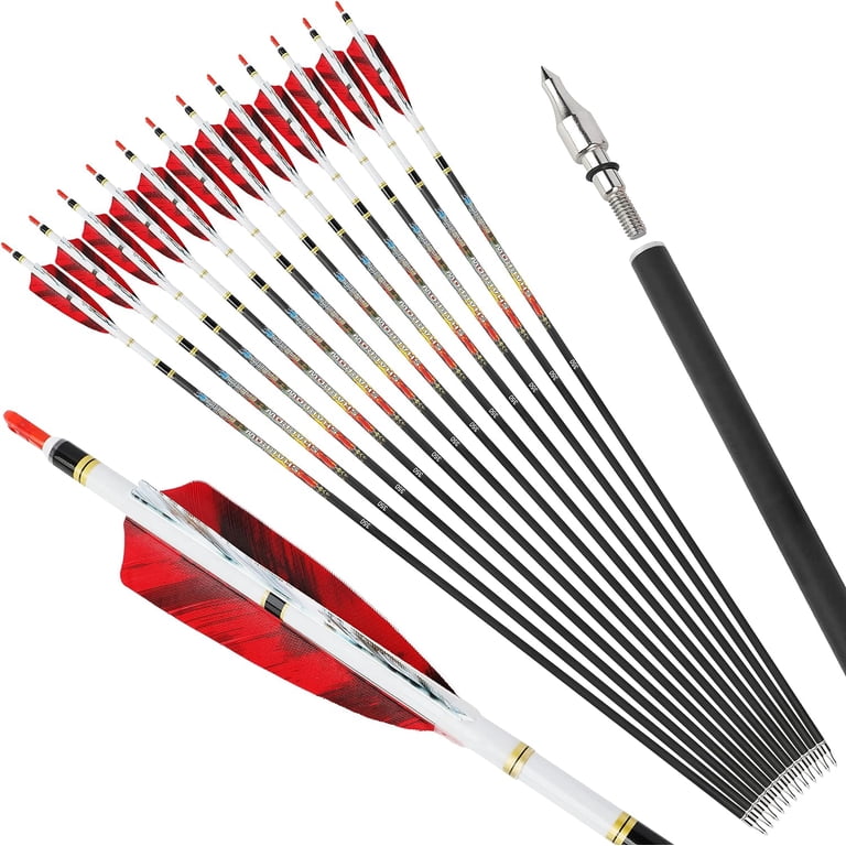 31inch Pure Carbon Arrows Archery Hunting Arrows Fletched Targeting Arrows For Compound Recurve Long Bow 31inch Pure Carbon Arrows Archery Hunting Arrows Fletched Targeting Arrows For Compound Recurve Long Bow