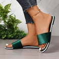 thumbnail image 4 of Women Solid Velvet Wide Strap Flat Open Toe Slip On Casual Slide Sandals Green 9.5, 4 of 9