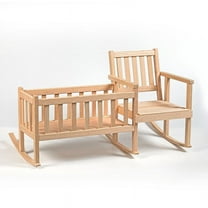 Eli & Mattie Wooden Rocker and Cradle - Amish Made Handcrafted for 18 inch Dolls, Smooth Unfinished Oak