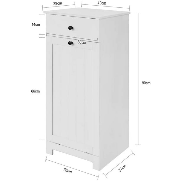 SoBuy BZR21-W, Meuble de rangement de salle de bain avec tiroir et panier à  linge, 40 x 38 x 90 cm, blanc