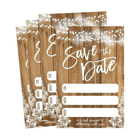 50 Rustic Save The Date Cards For Wedding, Engagement, Anniversary, Baby Shower, Birthday Party, Etc Save The Dates Postcard Invitations, Simple Blank Event Announcements