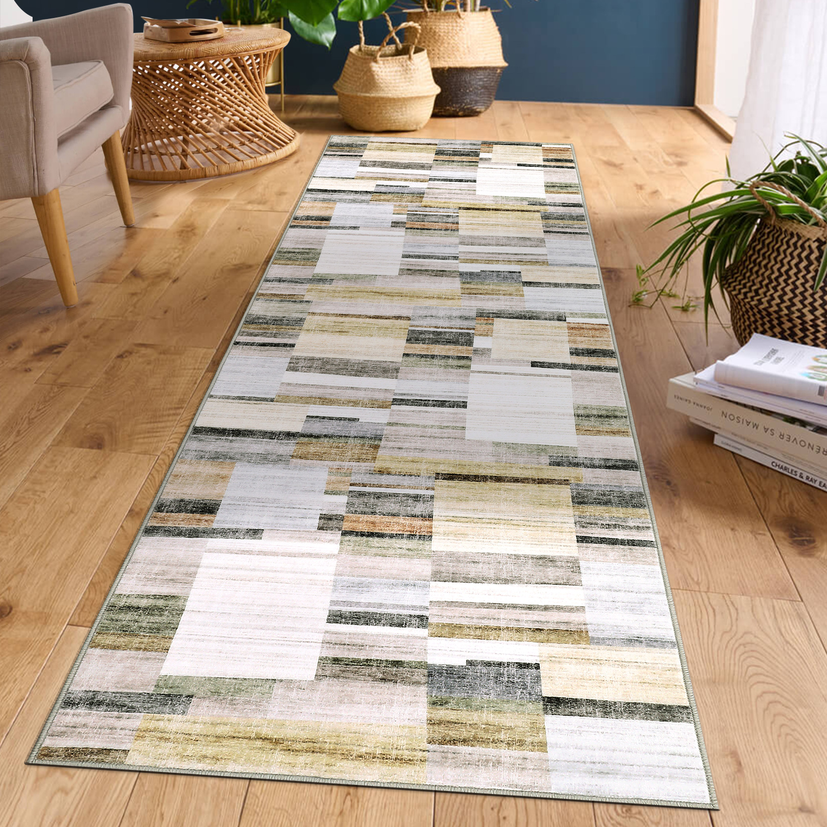 Amkui Washable Rug 9x12 Area Rugs for Living Room Modern Geometric Bedroom Rug Soft Non-Skid Indoor Large Throw Rugs Stain Resistant Carpet for Dining Room