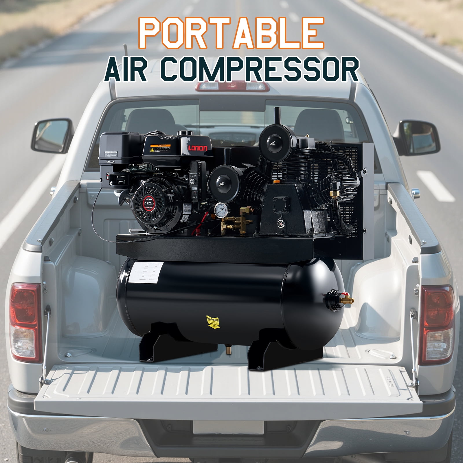 Jocisland 13HP Gas Powered Air Compressor, 30 gal 18CFM@Max180PSI, 420cc Loncin Engine Gasoline Driven Piston Pump for Workshop, Construction Sites