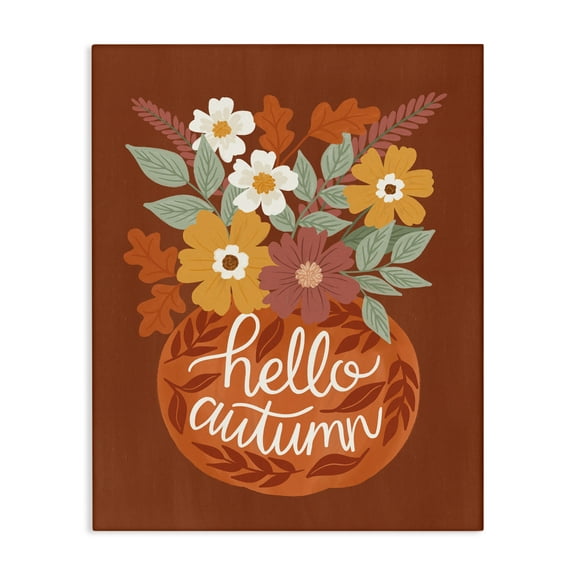 Stupell Industries Hello Autumn Earthy Bouquet Plants & Flowers Painting Wrapped Canvas Art Print Wall Art, 16 x 20