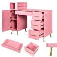 thumbnail image 5 of HIUU Pink Vanity Desk with 4 Drawers,Makeup Vanity Console Table for Bedroom,55inches Makeup Desk,Modern Dressing Table with Storage, 5 of 8