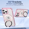 thumbnail image 5 of ELEHOLD Case for iPhone 16 Pro Max, Magnetic Shockproof Transparent Case with 360° Ring Kickstand,Pink, 5 of 10