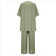 thumbnail image 4 of Conjunto de 2 Piezas para Mujer, Top Brillante, Pantalones Anchos, Traje Informal de Cuello Redondo con Lentejuelas. Verde S, 4 of 8