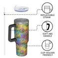 thumbnail image 4 of 40oz Pioneer Flower Floral Print Pattern Insulated Tumbler with Handle, BPA-Free Leak Proof Lid and Straws, Double Wall Vacuum, Hot 12h/Cold 34h, 4 of 6