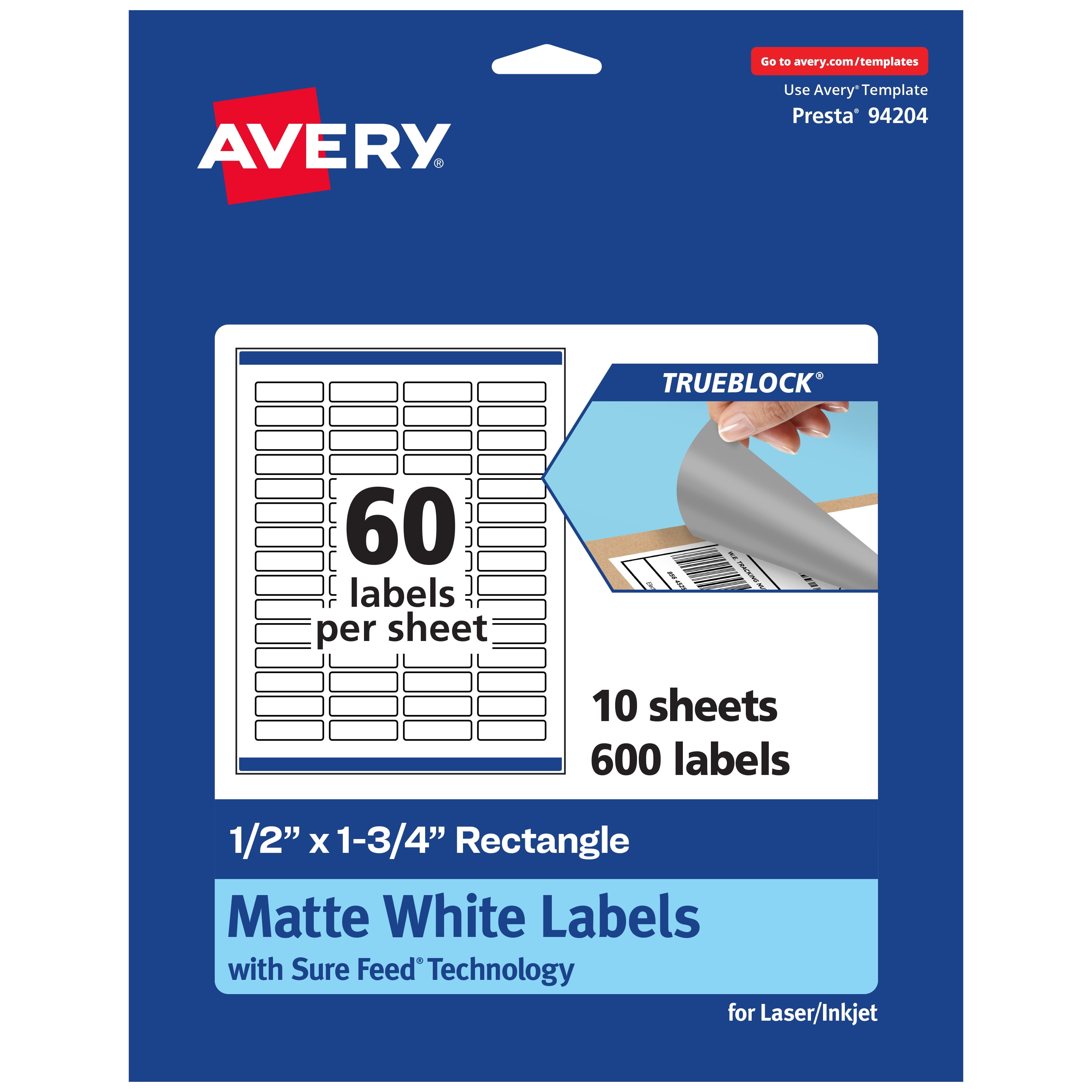 Avery Matte White Rectangle Labels, 2