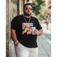 thumbnail image 4 of Men's T-Shirt Abstract Colorful Art Rainbow Wave Short Sleeve Casual Tee Classic Crew Neck T-Shirt for Men, 2XL, 4 of 7