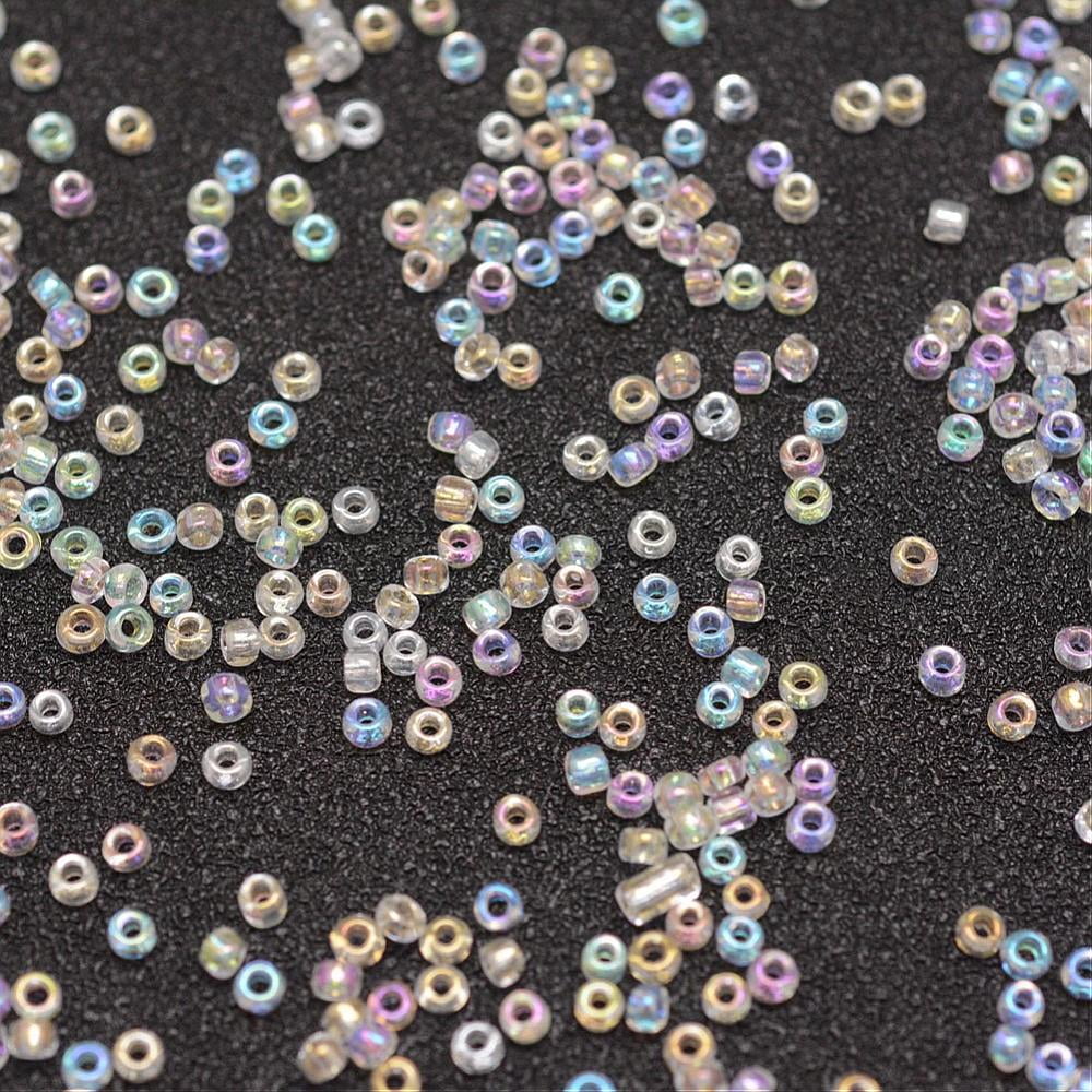 1pound 8/0 Round Glass Seed Beads Grade A Transparent Colours Rainbow Clear 2.8~3.2mm Hole: 1.0mm about 15000pcs/pound