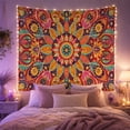 thumbnail image 2 of Colorful Floral Mandala With Paisley Petals, Cheerful Boho Style for Boho Decor Lovers, Mandala Wall Art, Housewarming Gift, Tapestry Wall Hanging for Bedroom and Living Room, 2 of 7