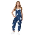 thumbnail image 4 of FAIWAD Girls Adjustable Strap Romper Kids Sleeveless Star Print Jumpsuits with Pockets Cute Loose Casual Overalls for 5-14Y, 4 of 8
