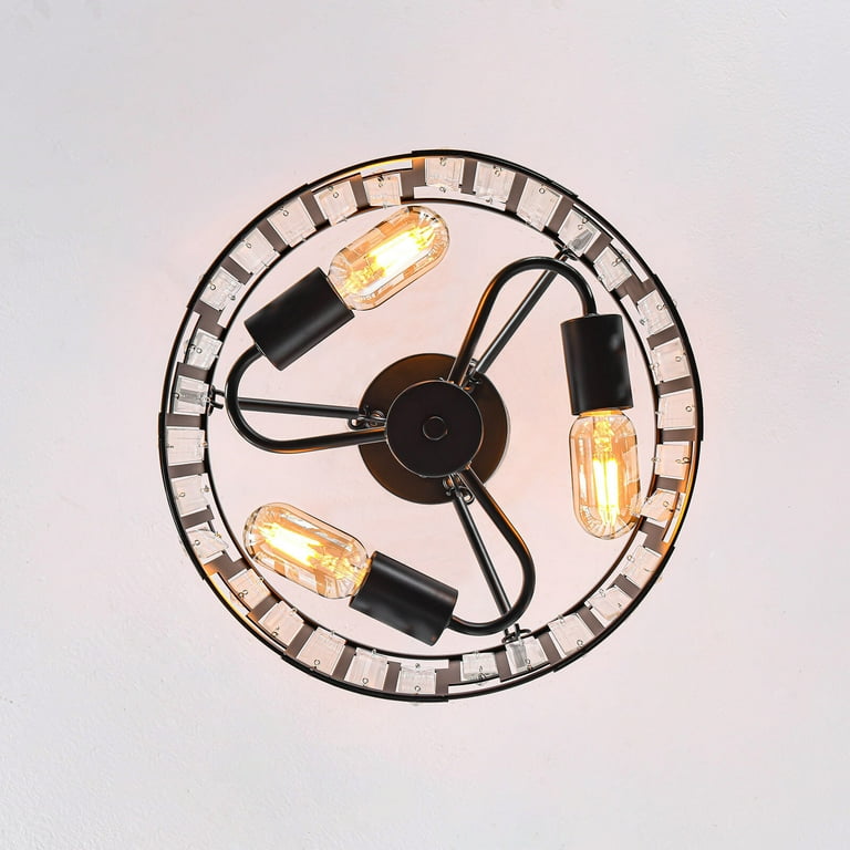 Miumaeov Farmhouse Wood Ceiling Light Semi Flush Mount
