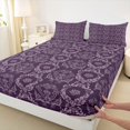 thumbnail image 3 of jejeloiu Gothic Damask Twin Sheet Sets,Purple Baroque Flower Bedding For Men Women 3-Piece, 3 of 7