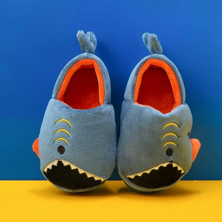 

TMOYZQ Kids Winter Warm Cotton Cozy Plush Home Slippers Cute Cartoon Dinosaur Pattern Indoor Shoes Baby Soft Sole Anti-Slip Flat Bottom Slipper Children s Slip-on Shoes