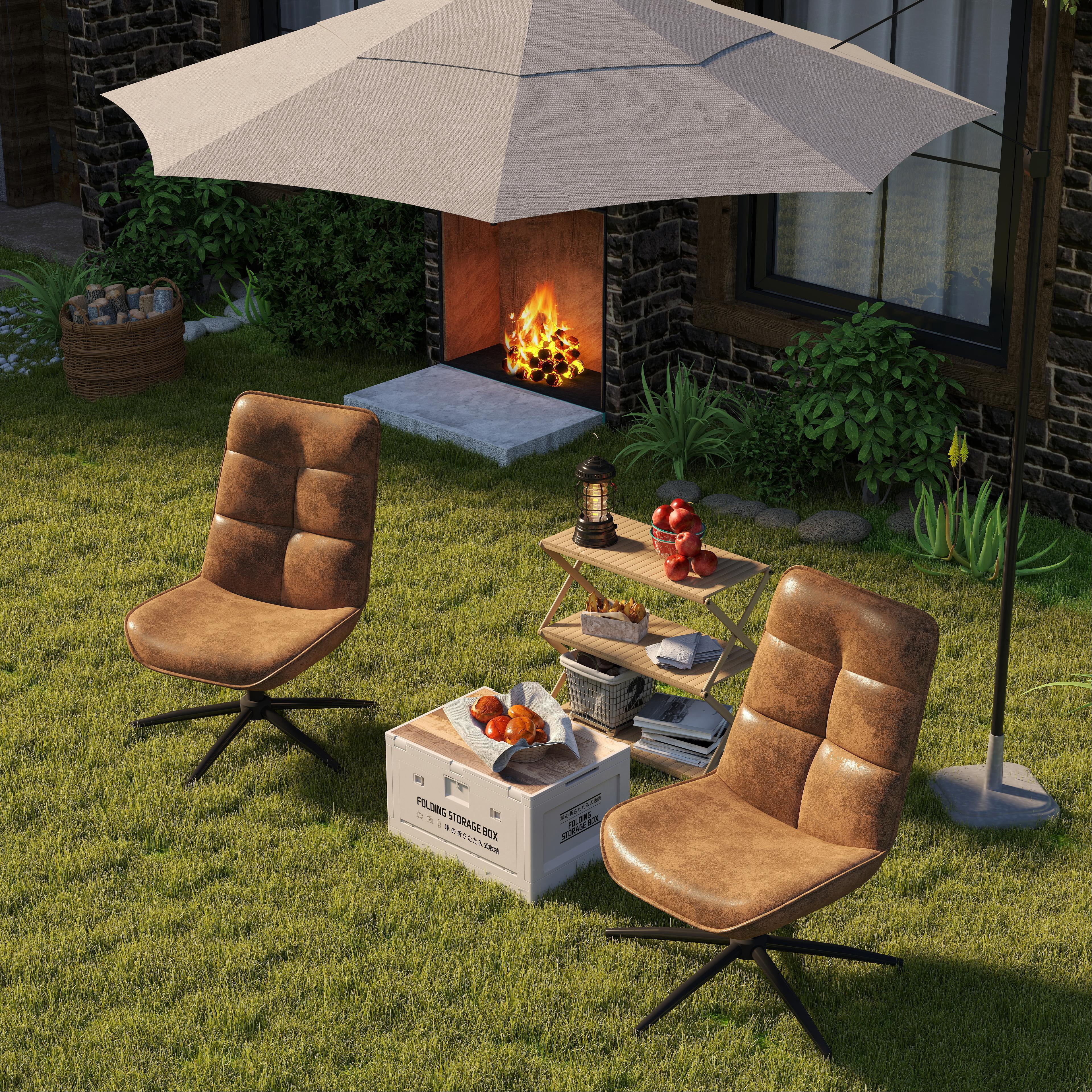 Homy Casa Patio Chair Mid-Century Swivel Recliner Outdoor Beach Lounge Chair for Poolside Garden Backyard Lawn, Brown