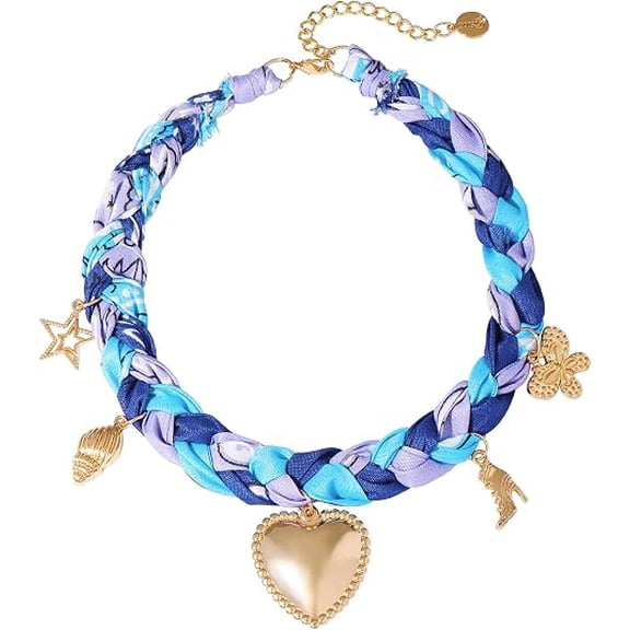 Coiris Bandana Charm Necklace for Women Western Heart Pendant Boho Summer Beach Necklace Jewelry for Women