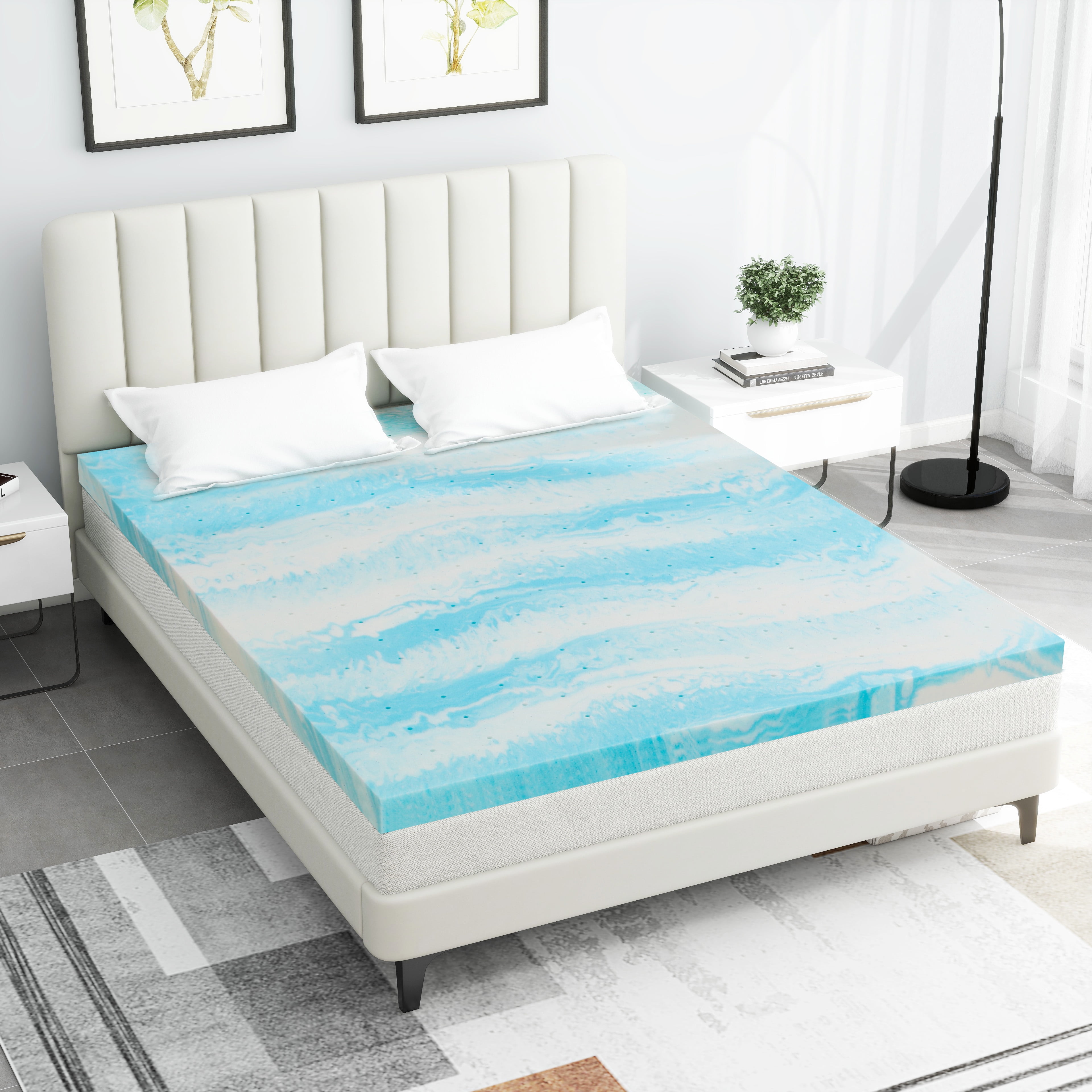 Bigleap 2" gel memory foam mattress topper,King size Mattress in a Box, Medium Firm