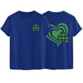 thumbnail image 1 of Penkiiy Blouse à Manches Courtes Imprimée Drôle pour la Saint-Patrick, Décontractée, Couleur Unie, Impression Recto-Verso, 3TG Bleu, 1 of 8