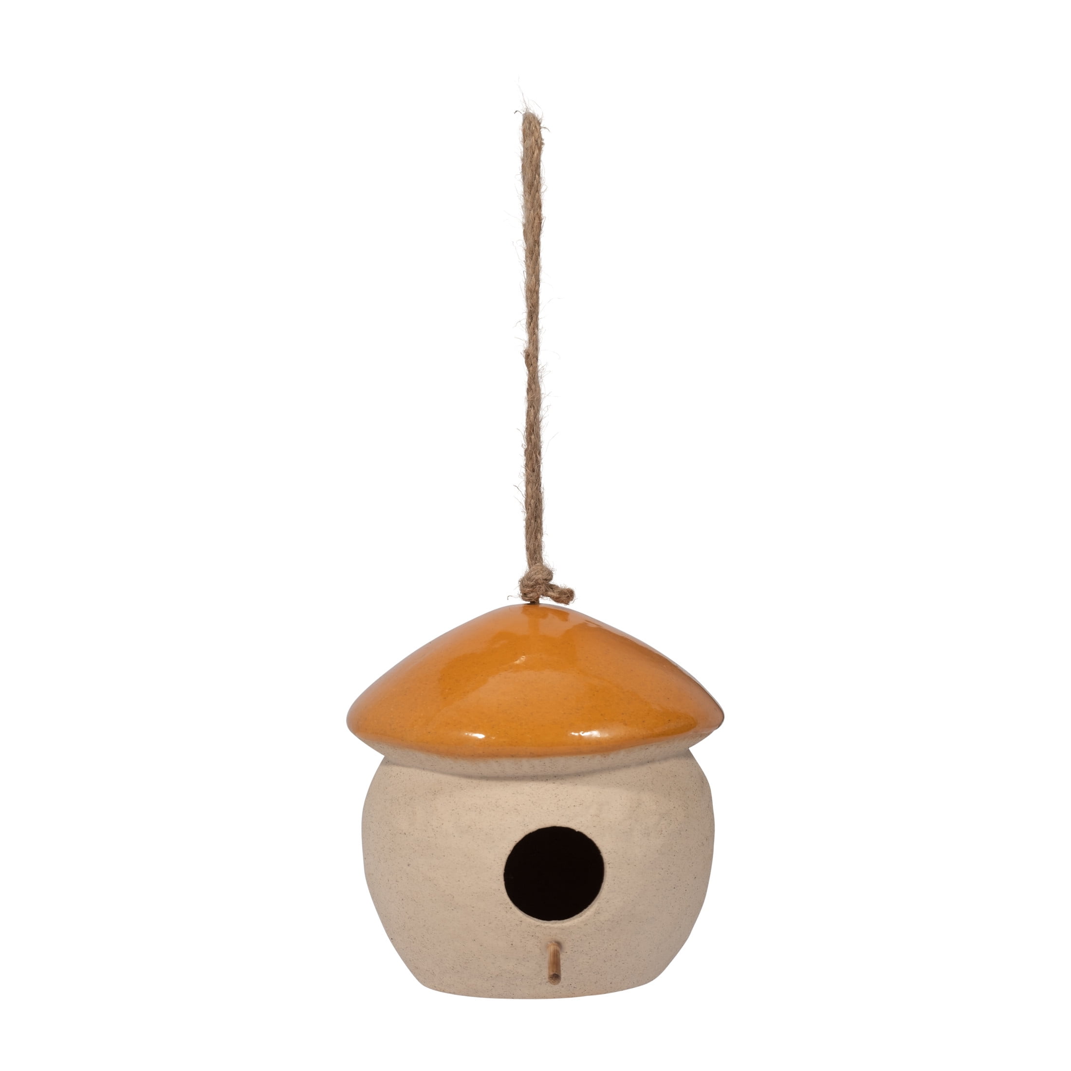 Decorative Bird House Feeder for Outdoors - Round Hanging Bird Feeder for Windows, Yard, and Garden Display - Charming Bird Houses for Outside Patio, Backyard, and Tree Decoration - 6", Orange